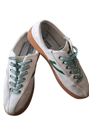 TRETORN NYLITE White Green Canvas Retro Classic Tennis Sneakers low profi 6.5-7